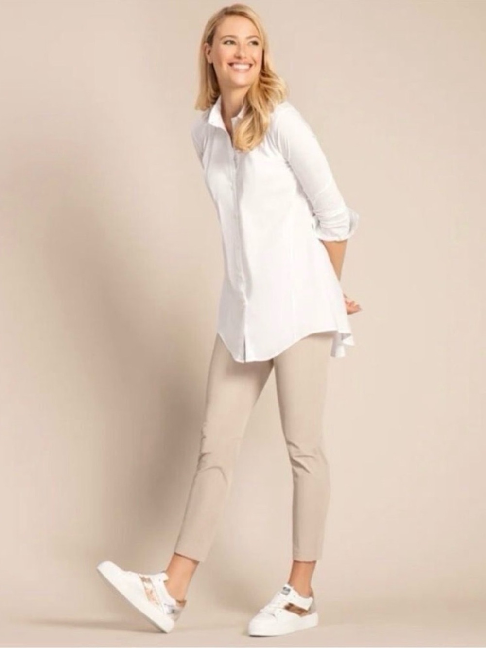 RAFFAELLO ROSSI Light Khaki Penny Ankle Trouser Pants